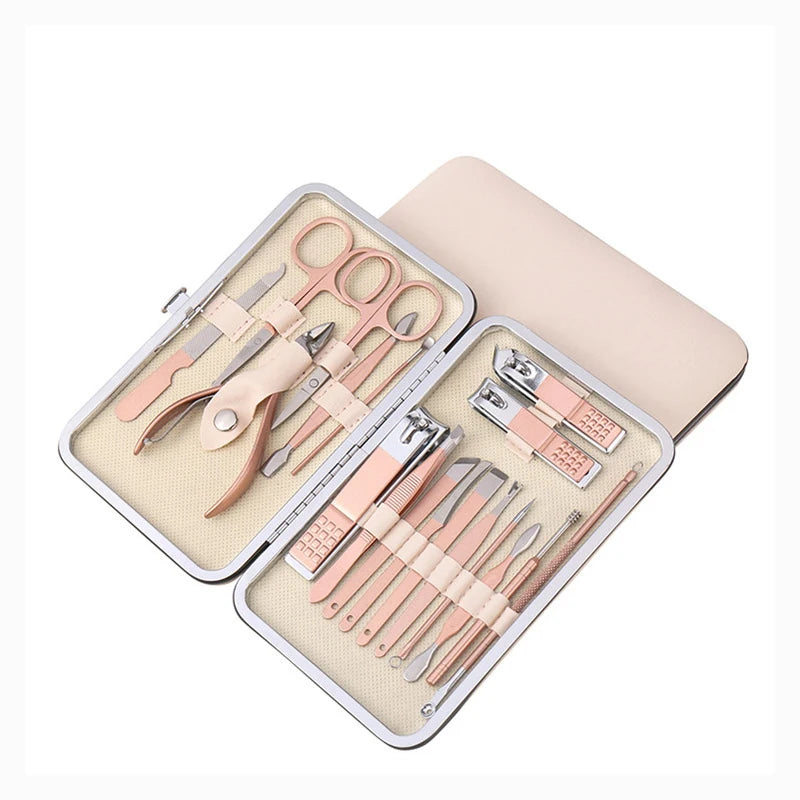 7/10Pcs Rose Gold Stainless Steel Manicure Tool Kit Nail Clippers Pedicure Knife Scissor Tweezer Manicure Tool Suit Quake