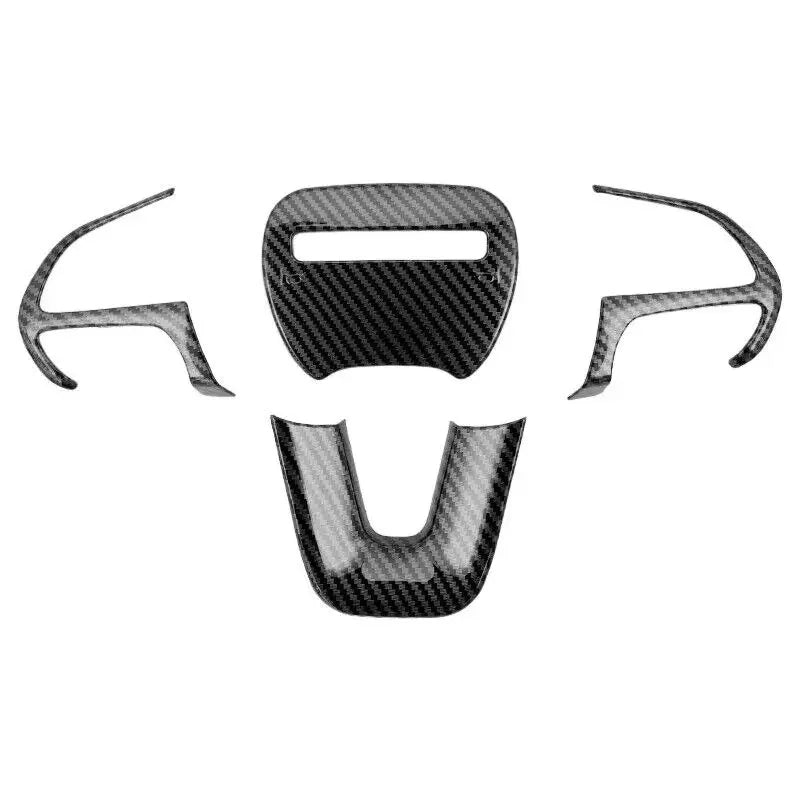 For Dodge Challenger Charger 2015-2021 Carbon Fiber Style ABS Interior Steering Wheel Trim Cover Button Frame Sticker Decoration Quake Carbon