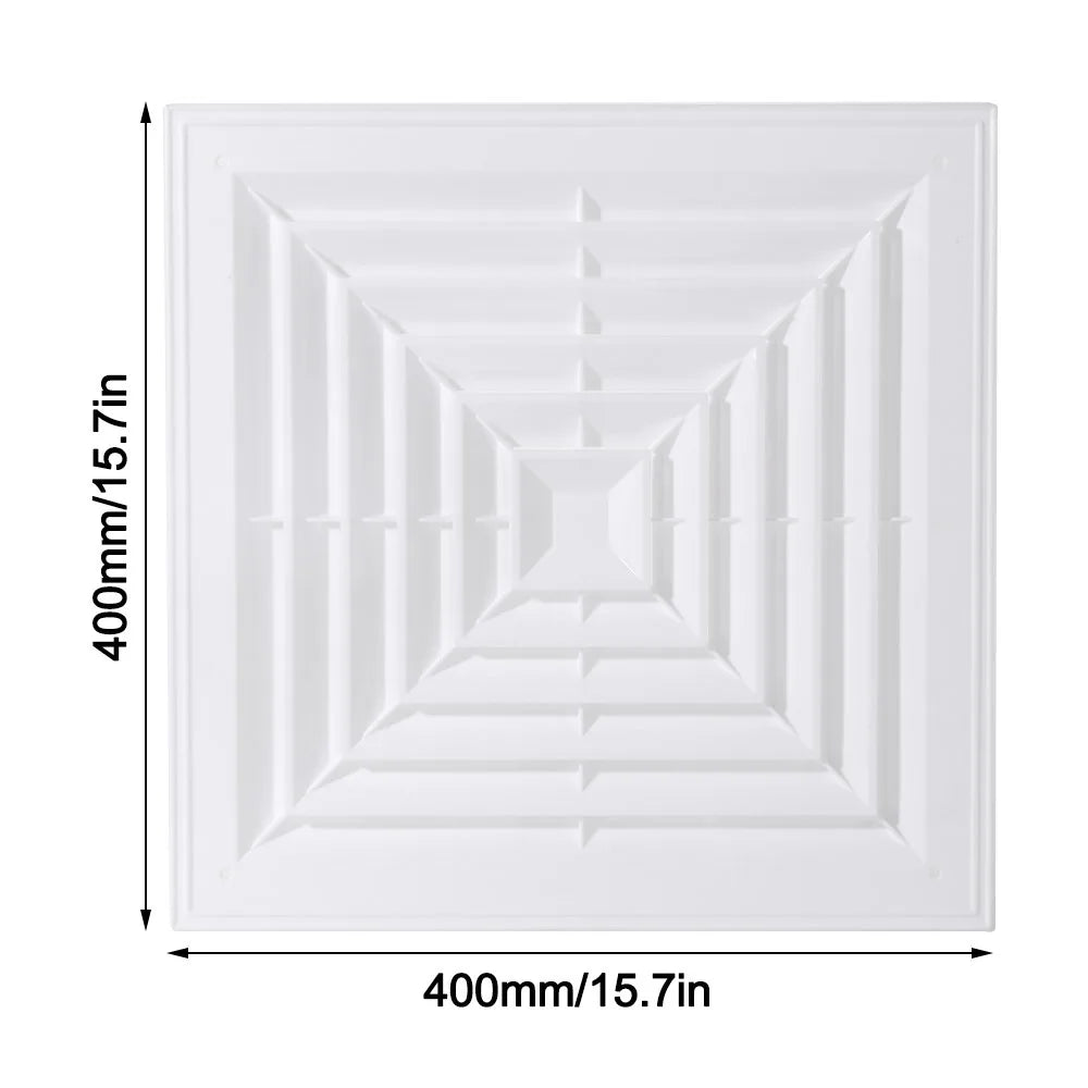 New Plastic Air Vent Grille With Flaps Square Ventilation Cover Silent Operation White Duct Heating Vents Bathroom Quake 400x400mm