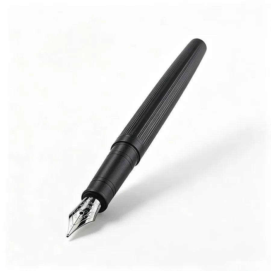 reticulation Striped Metal Fountain Pen F Nib Matte Black Office Signature Writing Ink Pen Gift Quake
