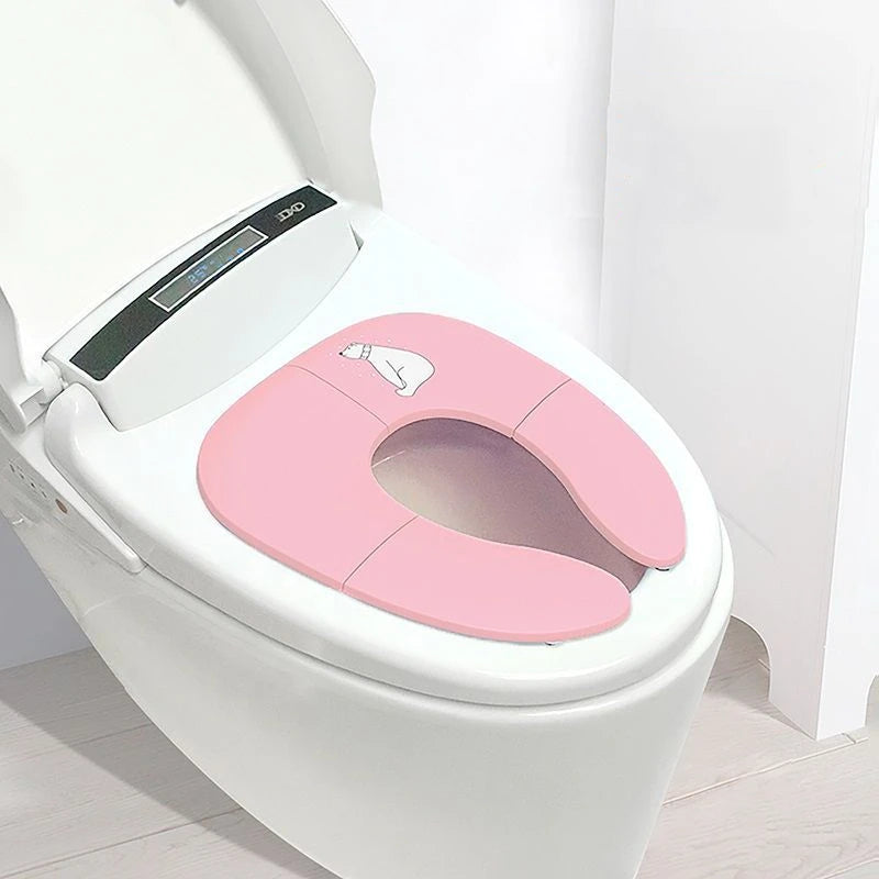 vvocci Folding Travel Potty Seat Portable Travel On A Toilet Seat Non-Slip Suction Cups For Fits Round Oval Toilets TouristCarry Quake B58 Pink