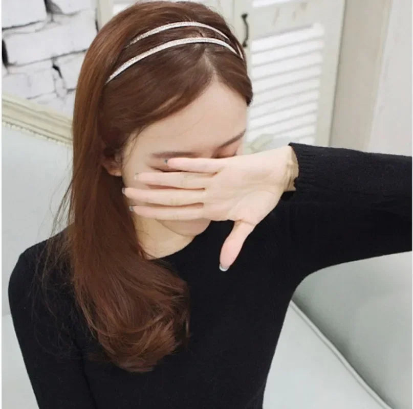 Broken Hair Organizer Women Elastic Headband High Quality Bling Double Hairband Girls Headband Hair Hoop Hair Accessories Quake