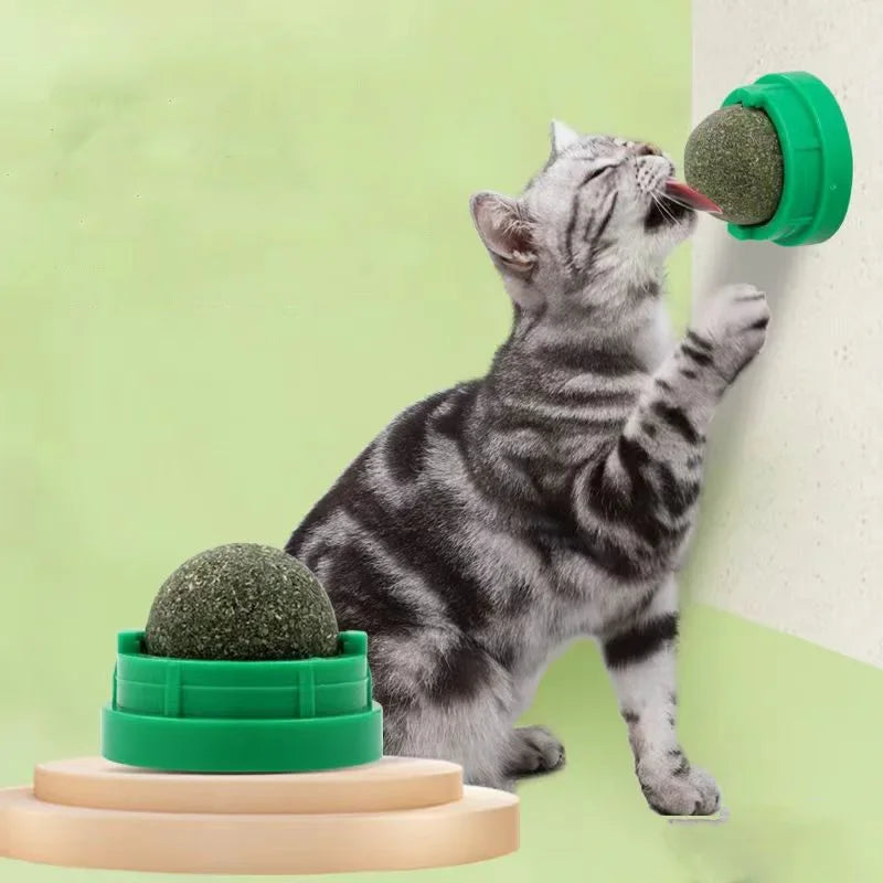Catnip Cat Wall Stick-on Ball Toy Scratchers Treats Healthy Natural Removes Balls to Promote Digestion Cat Grass Snack Quake