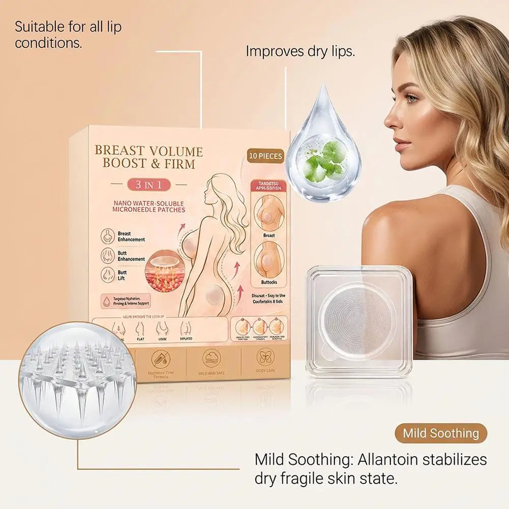 3 in 1 Nano Water Soluble Microneedle Body Care Patches Collagen Centella Targeted Hydration for Chest and Buttocks Quake