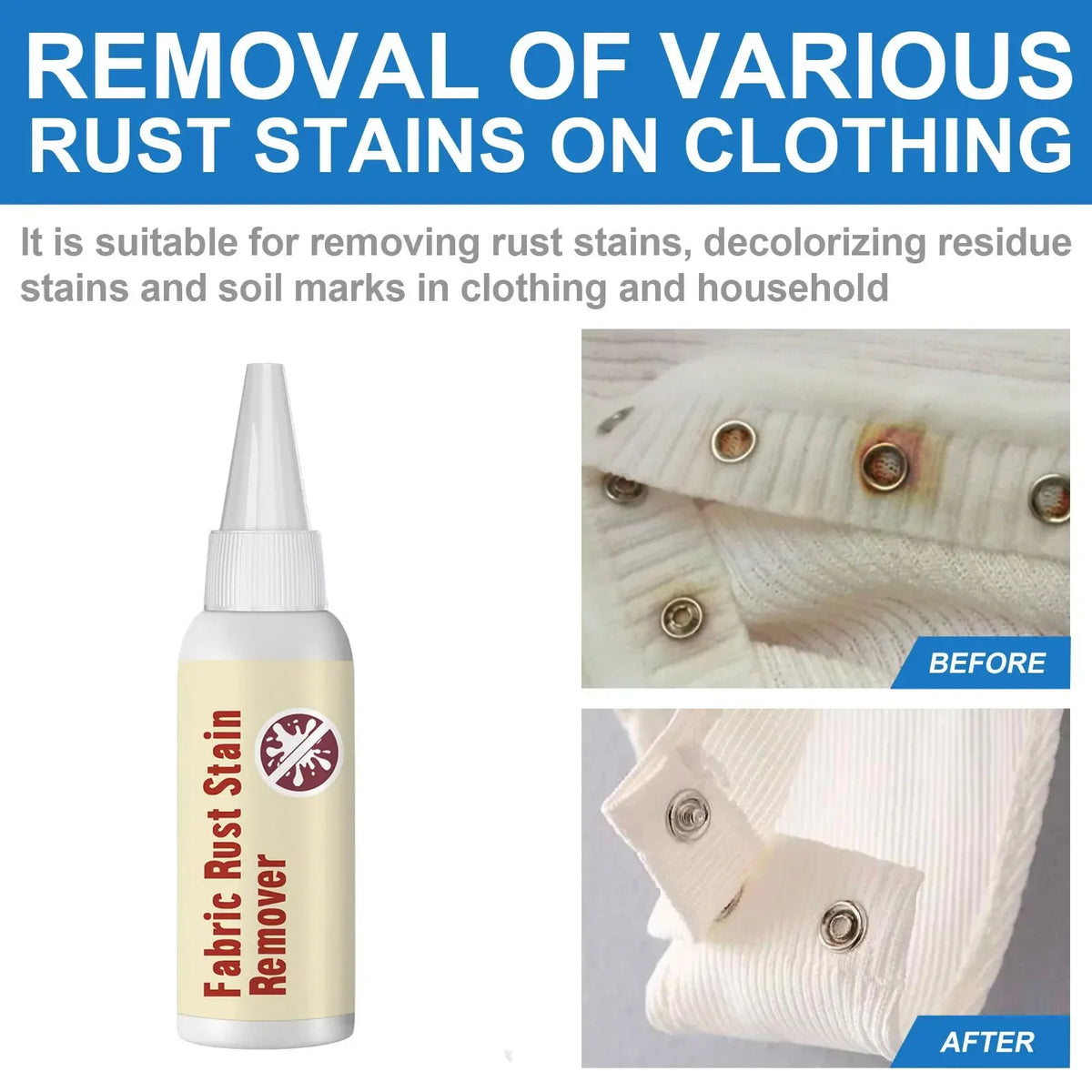 Fabric Rust Stain Remover Clothes Rusts Remover Waterless Clothing Cleaning Effective Decontamination Clothes Cleansing Agent Quake