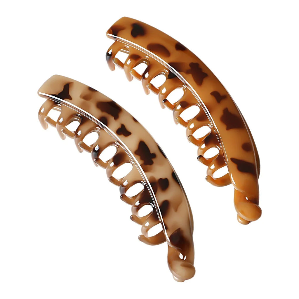 Leopard Print Large Banana Clip Vertical Hairpin Korean Fashion Simple Ponytail Clip Back of The Head Grip Clip Hair Accessories Quake