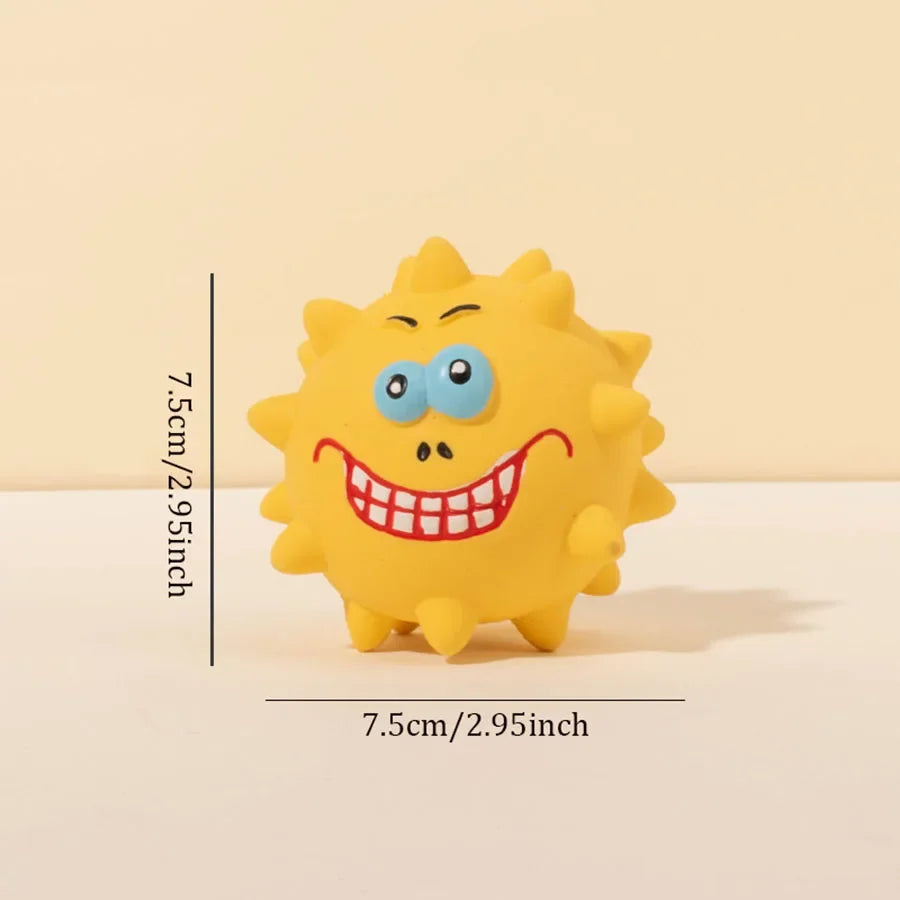 1pc Cute Squeaky Pet Dog Interactive Chew Toy Puppy Bite Resistant Thorn Tooth Cleaning Toy Molar Chew Toys for Dogs Supplies Quake yellow G4573C