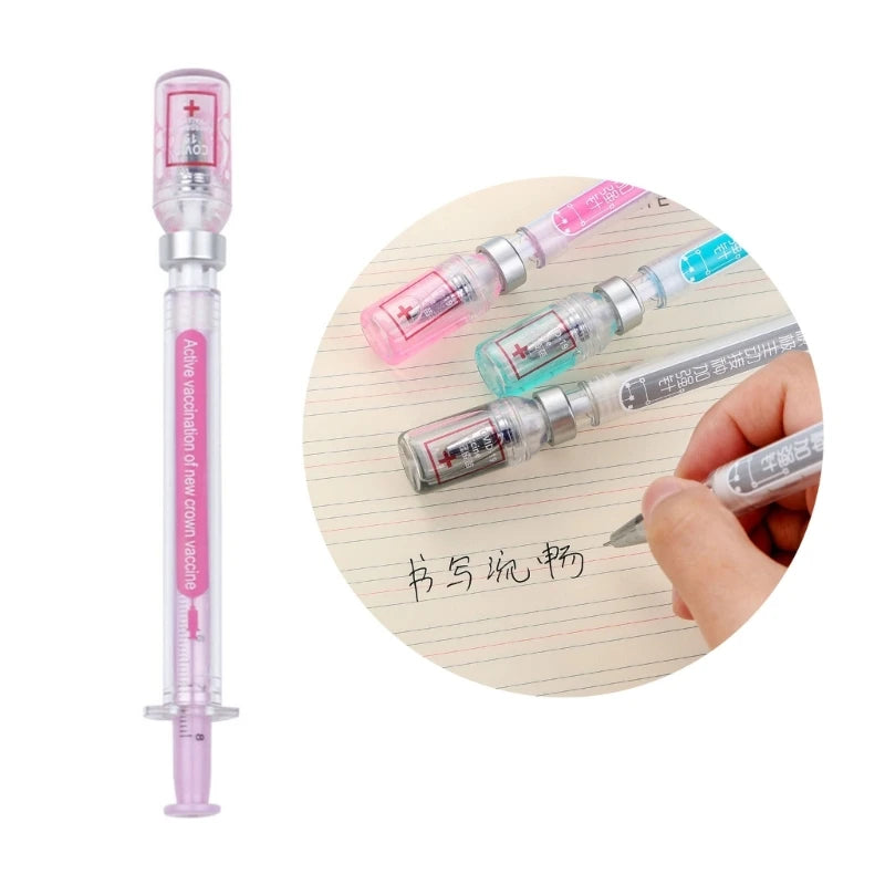 Syringe Ballpoint Pens Syringe Pen with Cap Novelty Pen for Student School Supplies K1KF Quake