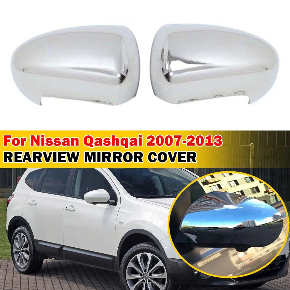 For Nissan Qashqai 2007-2013 Car Sticker Rearview Side Mirror Cover Wing Cap Exterior Door Rear View Case Trim Housing Silver Quake Default Title