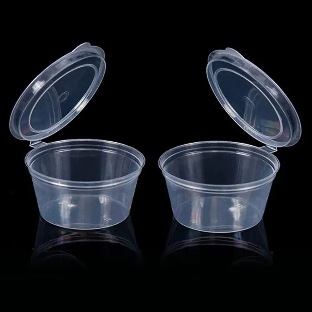 50pcs Sealed and Leak-proof Disposable Sauce Cup Sauce Cup Containers with Hinged Lids Portable Sauce Box Reusable Quake