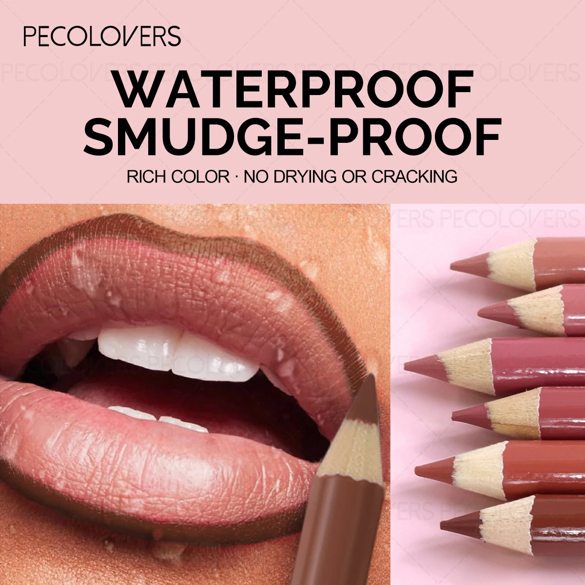 Waterproof Lip Liner Pencil - Matte Finish Long-Lasting, Multi-Color Shades (Nude, Berry, Red, Purple) for All Light Beige Types Quake