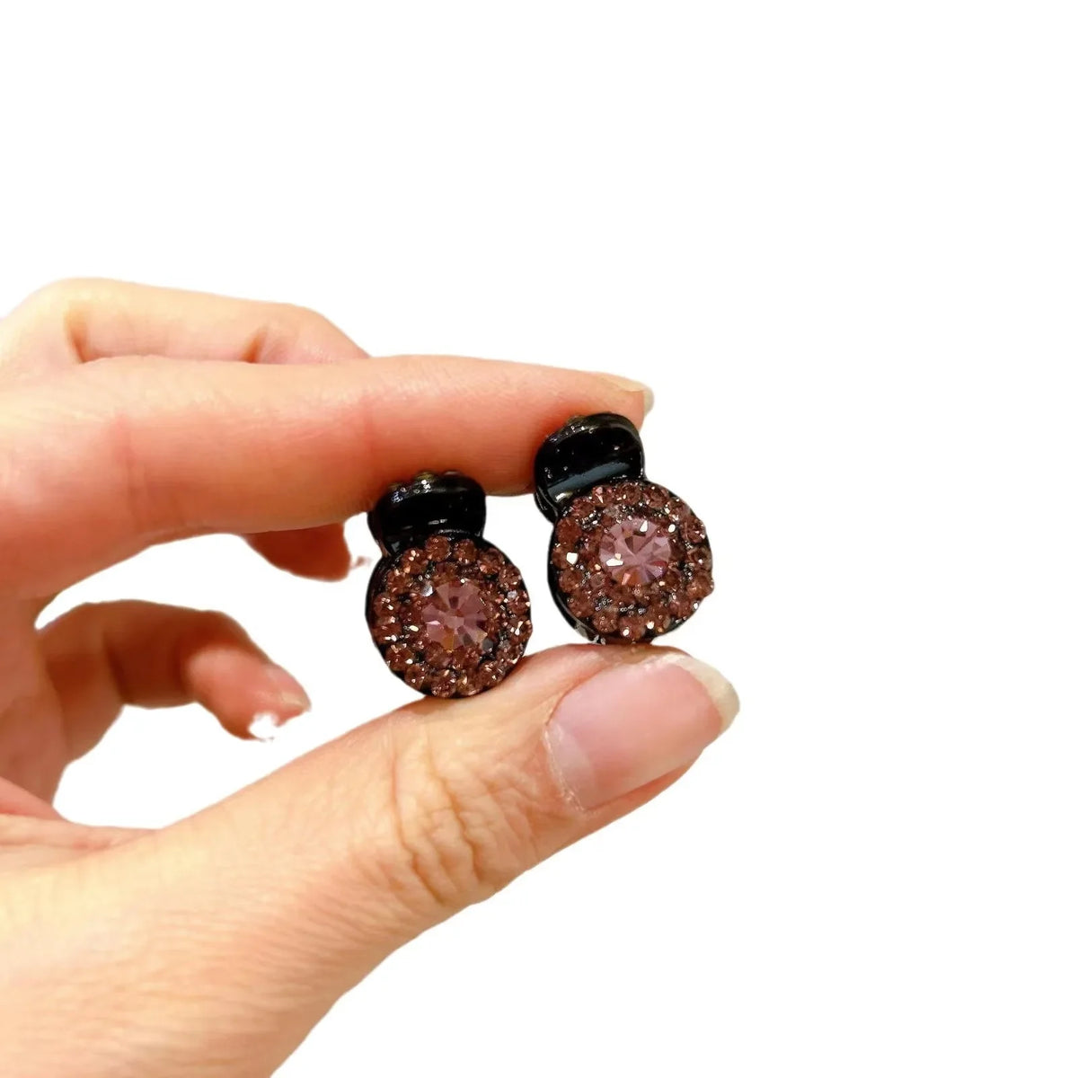 2pcs Circular Rhinestone Small Hair Claw Women Girls Sweet Cute Hair Claw Clip Small Hairpin Crab Clips Hair Styling Accessories Quake