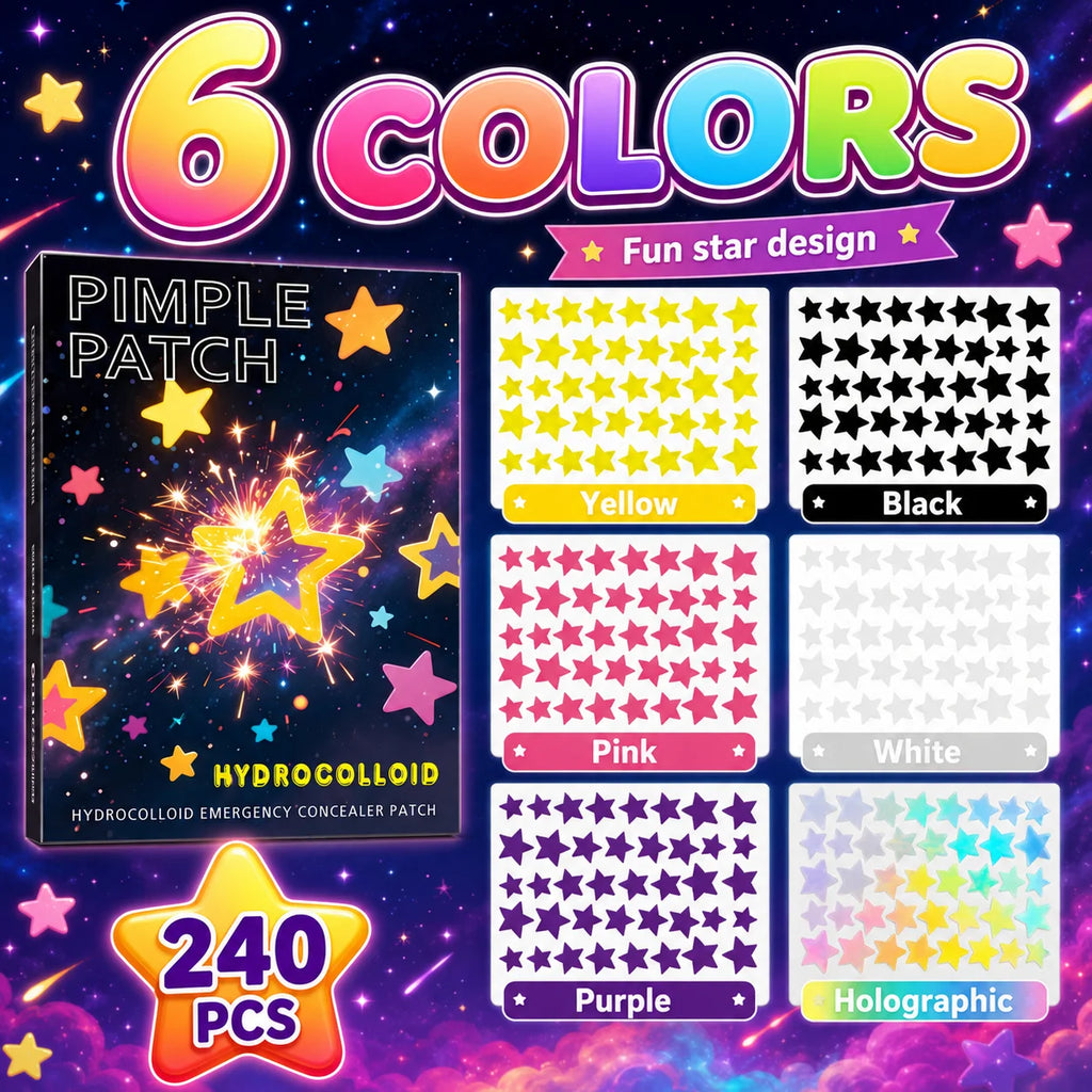 240pcs Star Pimple Patches For Face Hydrocolloid, Absorbing Cover, Tea Tree, Hydrocolloid Acne Patch, Cute Star Pimple Quake