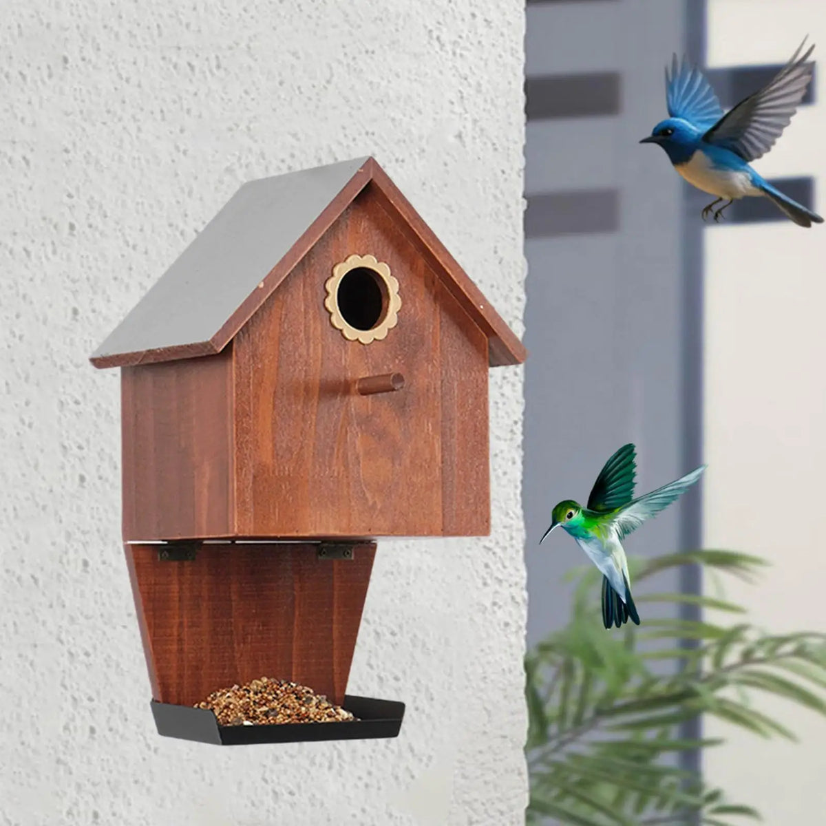 Bird Houses for Outside Weatherproof with Feeder Ornament Birdhouse for Outdoor Garden Decoration Cottages Farmhouse Finches Quake