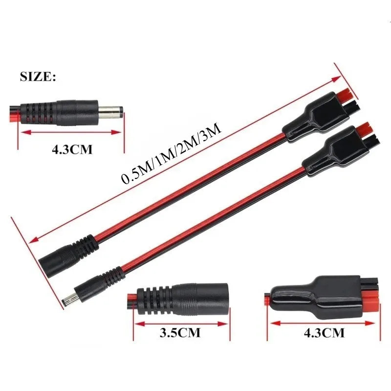 Off‑Grid Solar DIY Accessory 12AWG 30A Power Pole Conversion Cable to DC5525 DC5521 Plug Solar Panel DC Connection Wire Quake