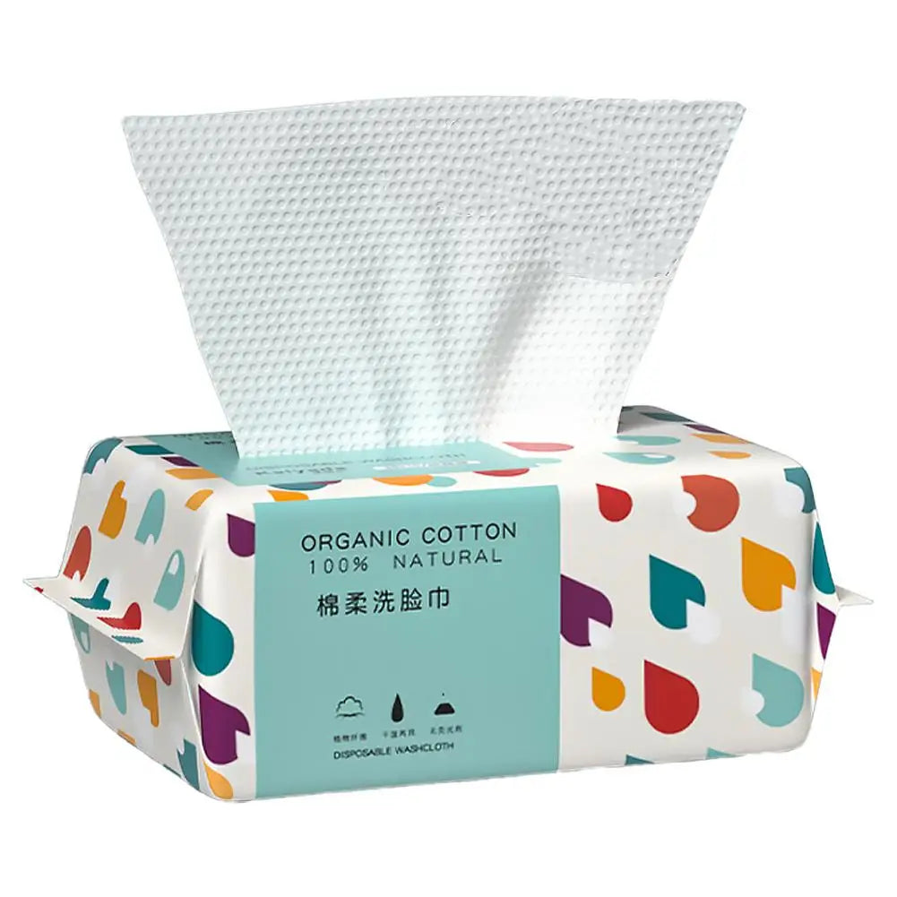Soft Cotton Disposable Face Towel Thicken Facial Towelettes, Dry Wipes Facial Tissue for Makeup Removal & Skincare (100 Count) Quake L-20x20cm