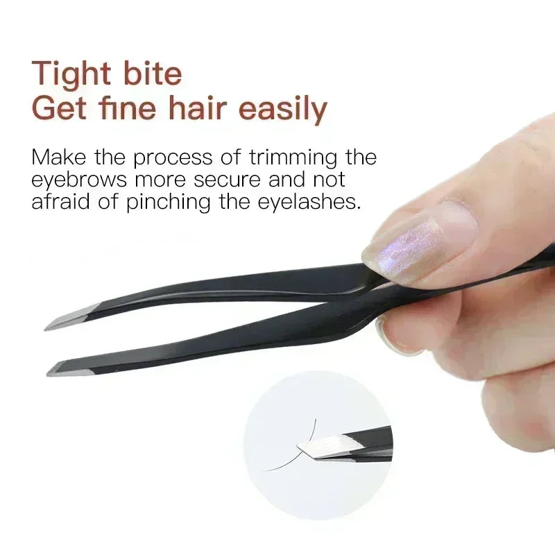 Gold Silver Black Stainless Steel Hair Removal Tweezers Eyebrow Tweezers Slant Tip Makeup Tools Point Tip Flat Tip Rose Cosmetic Quake