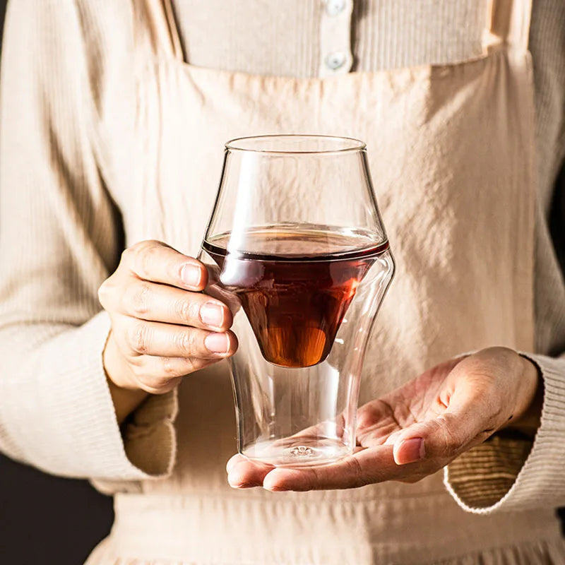 YWDL Double-layer Glass Cup Transparent Espresso Coffee Cup Anti-scalding Milk Brandy Wine Teacup Cup Glass Mug Drinkware Quake