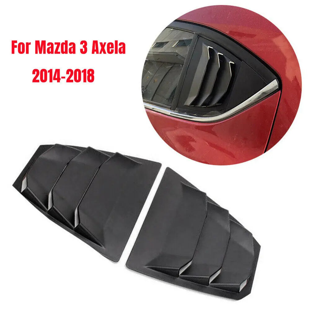 For Mazda 3 Axela 2014-2018 Car Rear Louver Window Side Shutter Cover Trim Sticker Vent Scoop ABS Carbon Fiber Black Accessories Quake
