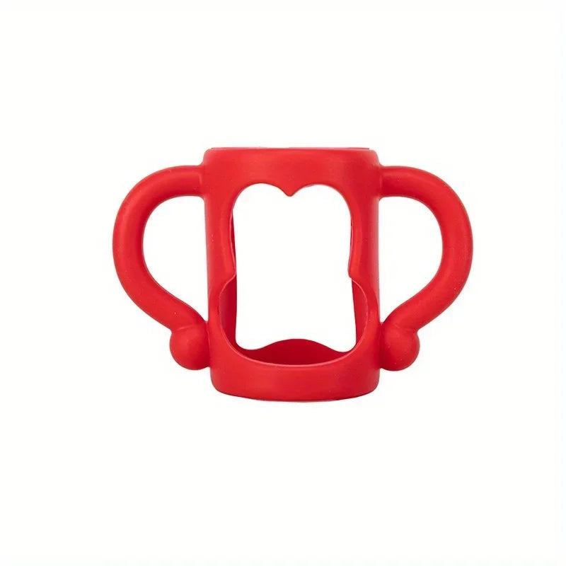 vvocci Silicone Bottle Handle For Narrow Baby Bottles, Easy Grip Handle, Can Accommodate Most Bottles - BPA-free Soft Silicone Quake B212 Red