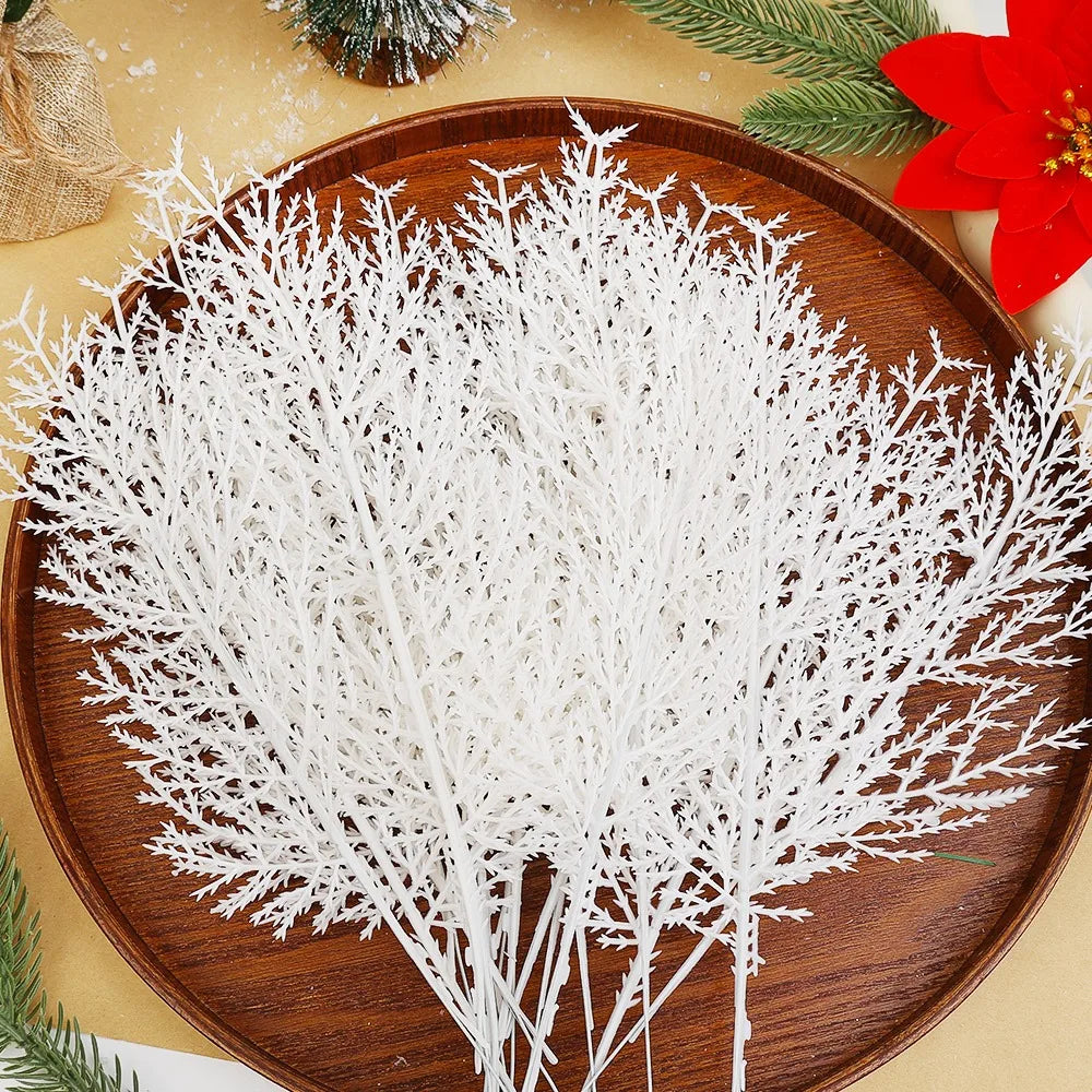 30/5PCS Christmas DIY Artificial Cypress Leaf Wedding Gift Packaging Pine Leaves Fake Plants Christmas Party Dining Table Decor Quake