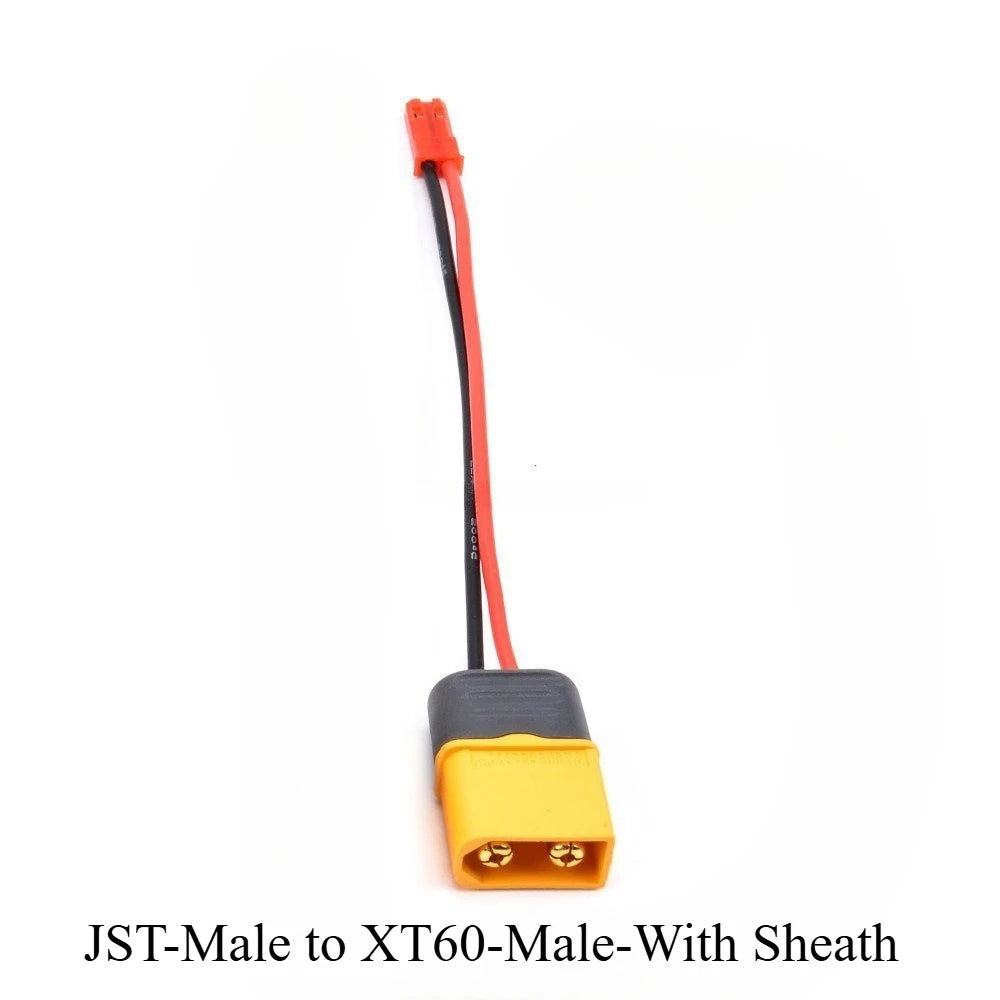 Vibration‑Resistant XT60 to JST Banana Plug Conversion Cord 20AWG Pre‑Crimped Adapter With/No Sheath for RC Hobby Modification Quake JST-M to XT60-M-SH 20AWG 1M