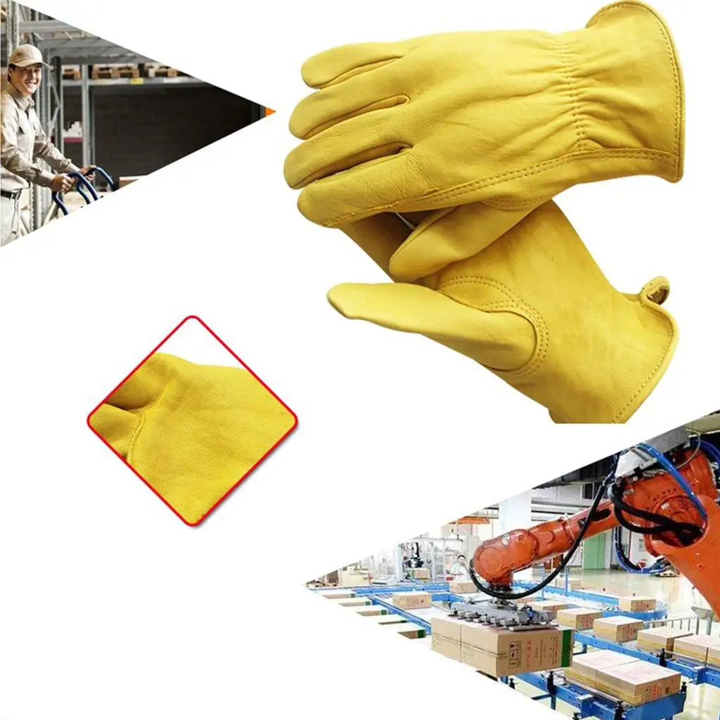 Soft Leather Work Gloves Reinforced Safety Gloves for Gardening Construction Welding and Manual Tools Quake S