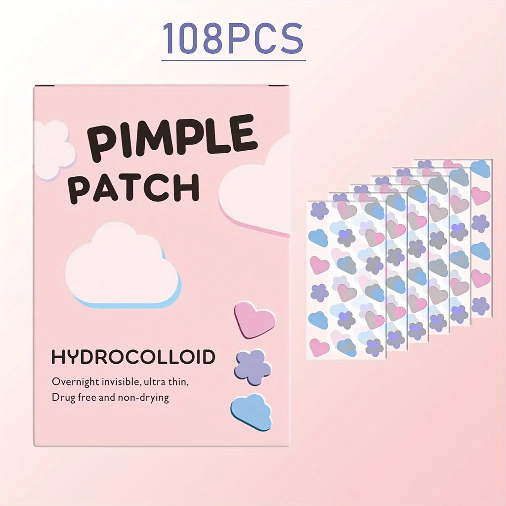 Acne Patches (multiple shapes, 108 counts) Hydrocolloid acne patches, free acne patches, blemishes Patches, acne stickers Quake 108PCS