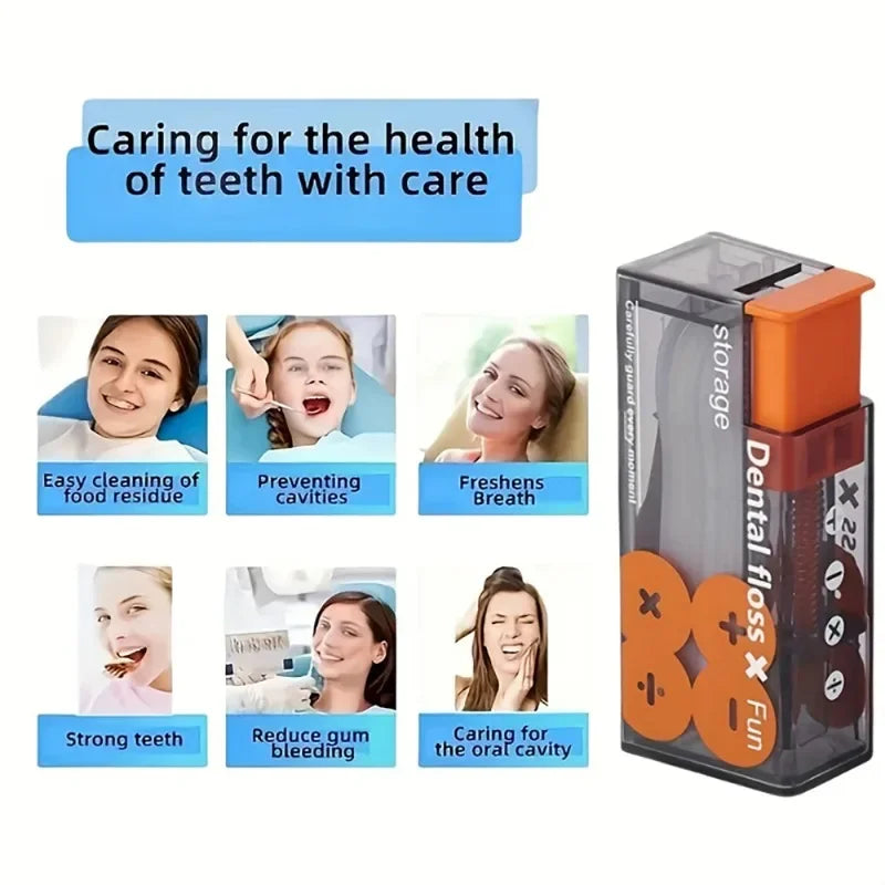 Portable Floss Dispenser Includes 10Pcs Floss Automatic Ejectable Floss Organiser Oral Care Press-on Disposable Flossing Sticks Quake