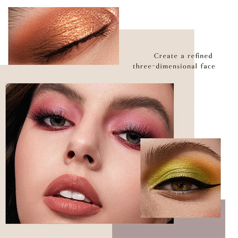 Monochrome Fashion Shimmer Glitter EyeShadow Makeup Pigment Pearlescent Brightening High Light Powder Eyeshadow Lasting Cosmetic Quake