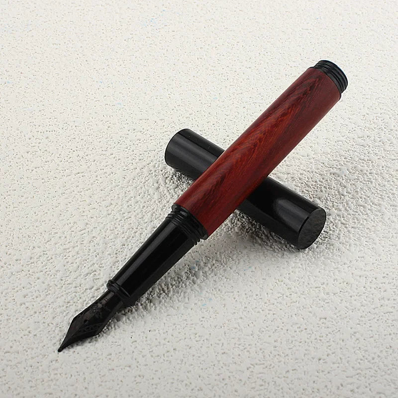 Mini Wood Business Office Student School Stationery Supplies EF 0.38mm Nib Fountain Pen School Supplies Stationery Quake Black nib Bent (Curved) 1.0mm