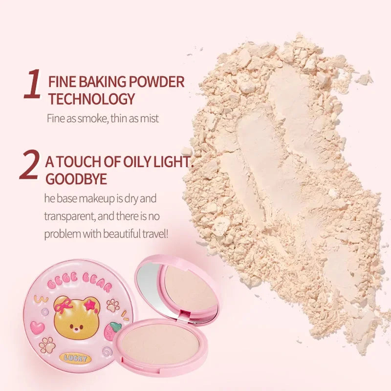 Matte Oil-Control Leather Cute Pressed Powder Lightweight Pore-Blurring Setting Makeup Long-Lasting Valentine's Day Gift Quake