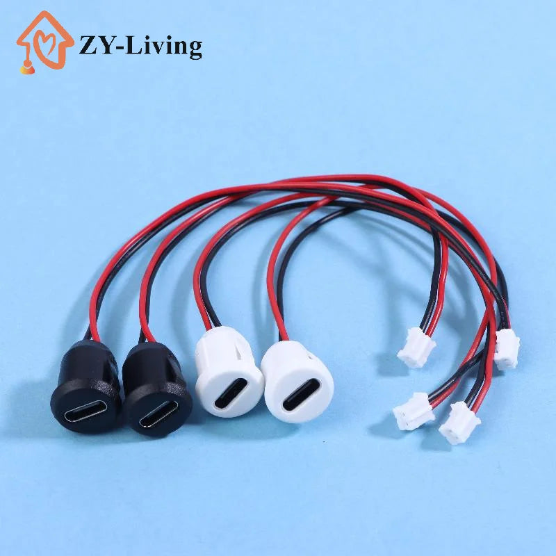 2/5/10PCS USB-C Connector Type-C Female Chassis 2 Pin Type-C Female Socket Connector Waterproof Jack Female Charging Port 3A Quake