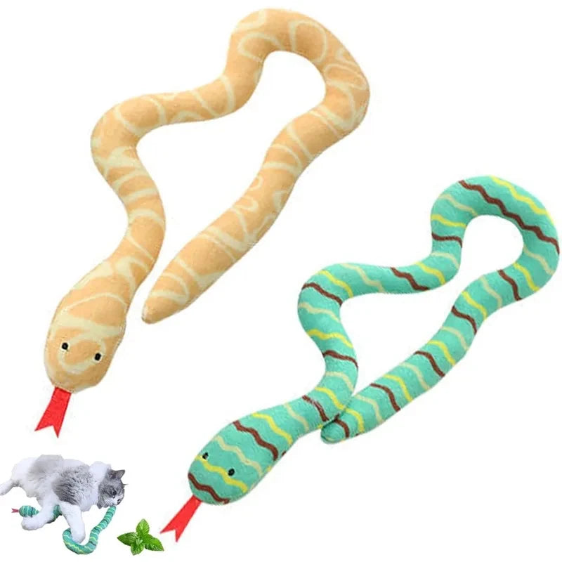 Indoor Cat Kitten Plush Snake Toy Catnip Interactive Teeth Cleaning Chew Pet Toy Quake