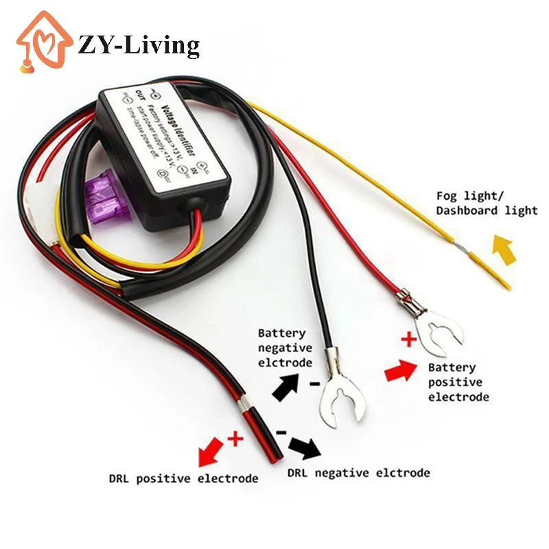 1Pcs DRL Controller For Car LED Daytime Running Light Auto Automatic ON/OFF Controller Module DRL Relay Kits Quake Default Title