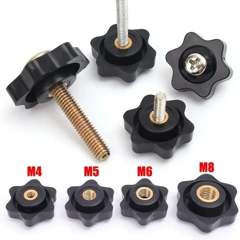 30/5PCS Brass Core Plastic Nuts Anti Slip Plum Blossom Handle Hand-tightened Nuts Fasteners DIY Equipment Repair Hardware Kit Quake