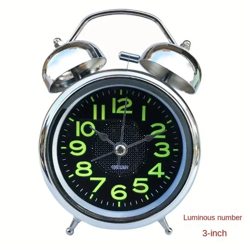 Super Loud Alarm Clock Metal Twin Bell Alarm Clock with Night Light Retro Bedside Clock Silent Table Desk Clocks for Home Bedroo Quake