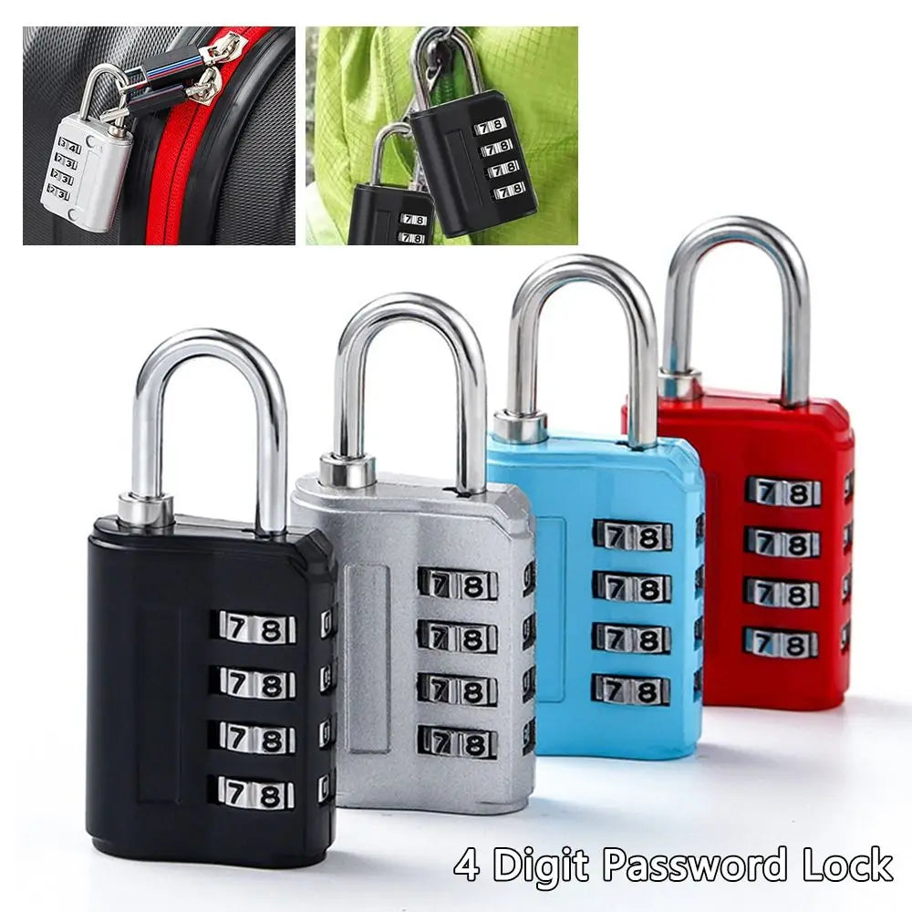New Luggage Security Coded Lock Travel Customs Suitcase Locks Anti-Theft Security 4 Digit Number Combination Pad Lock Padlock Quake