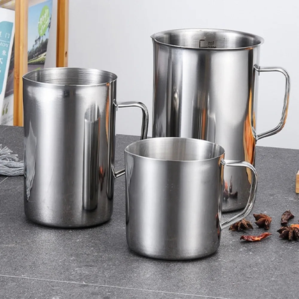 New Stainless Steel Laboratory Beaker Large Capacity 500ml Espresso Mugs Scale Graduation 1000ml Measuring Cups Kitchen Tool Quake