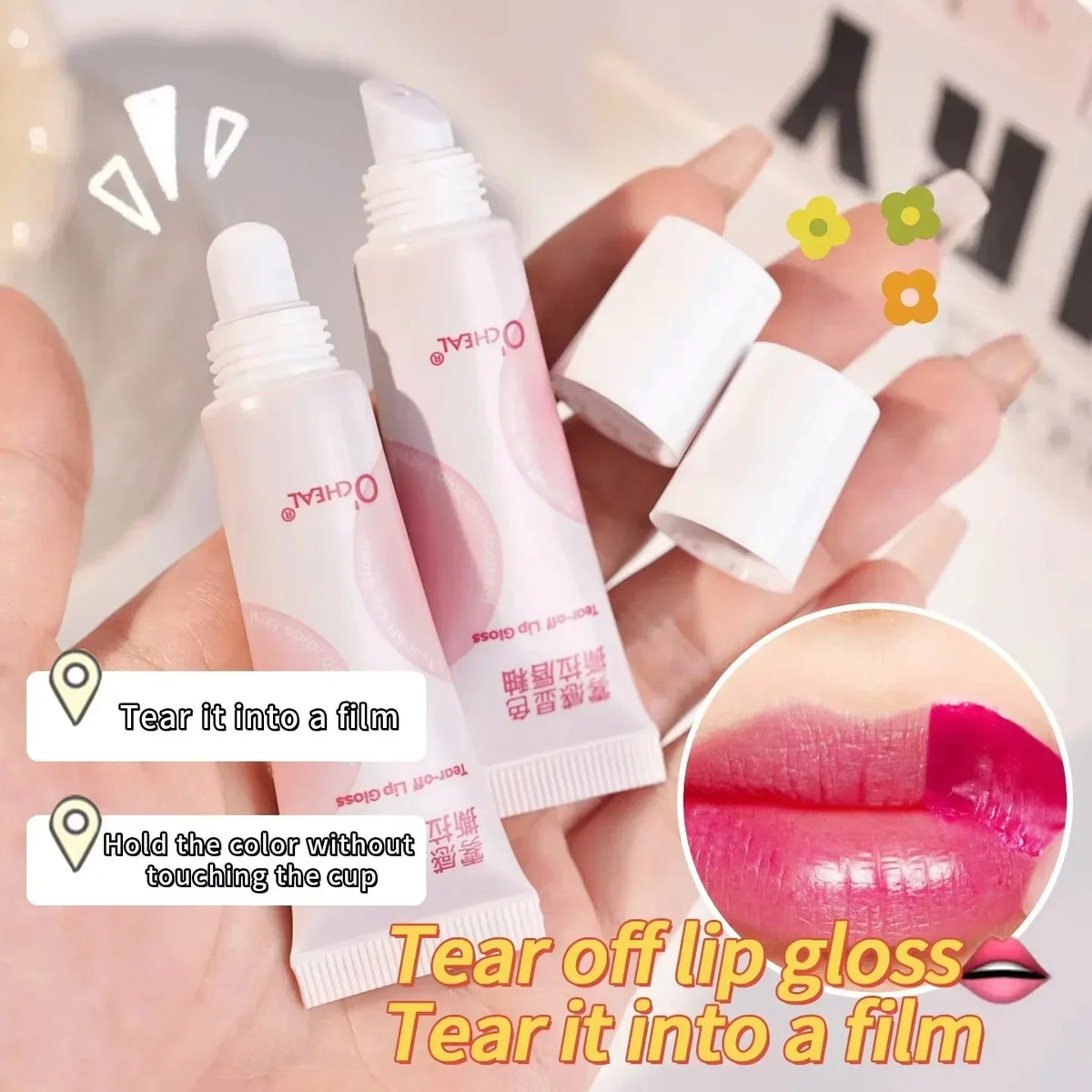 O'CHEAL Velvet Lip Tint 12H Wear Transfer-Proof Long-Lasting Non-Drying Glossy Stain with Smudge-Proof Feature 10 Colors Quake