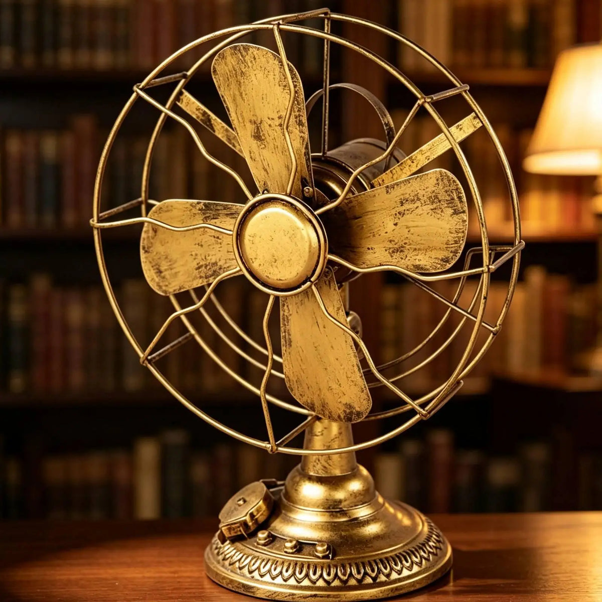 Tabletop Fan Ornament Vintage Style Home Decoration for Shelves Restaurants Quake MandGold