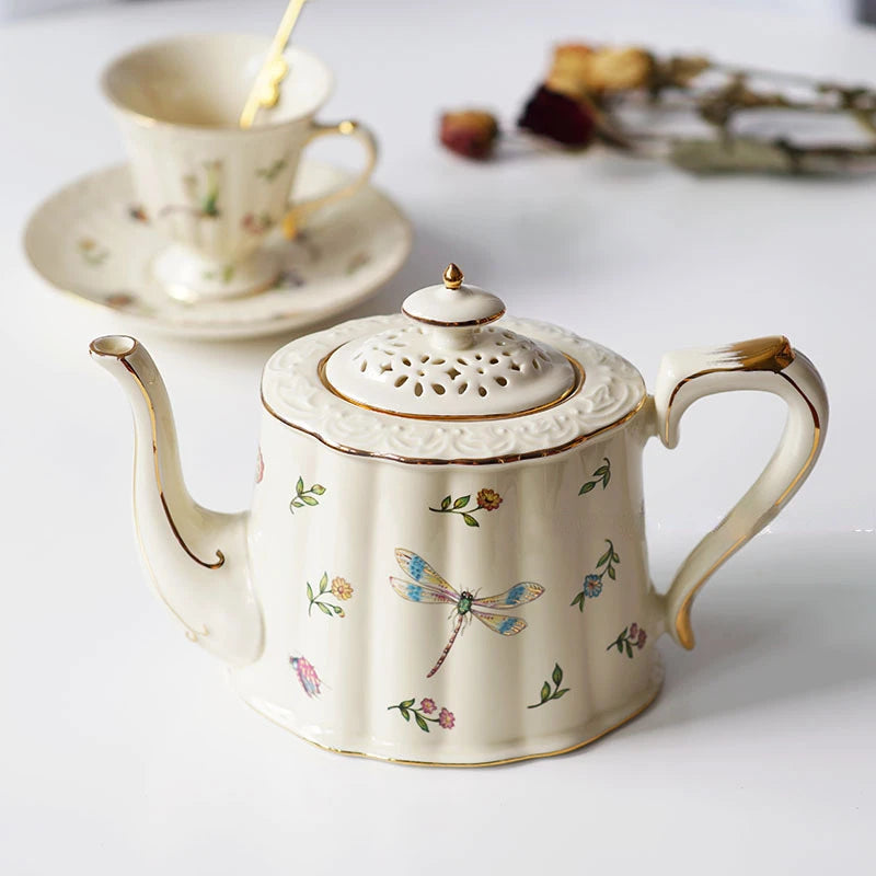 British European French Ceramic Coffee Cup And Dish Afternoon Teapot Dessert Teapot Coffee Mug Teacup Pot Kitchen Drinkware Quake