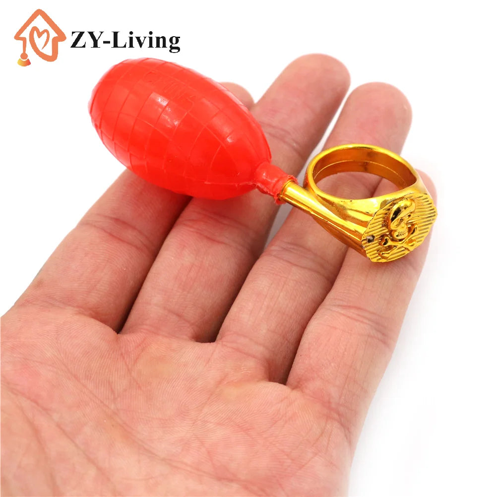 1Pcs Funny Prank Jokes Fool's Day Water Ring Spray Squirt Ring Tricky Toy Quake