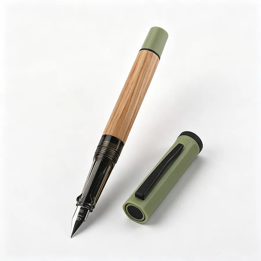 JINHAO 58D Wooden Fountain Pen 0.3mm Nib Oak Wood Ink Pen For Student School Office Calligraphy Writing Gift Pen Quake 58-2 0.3MM