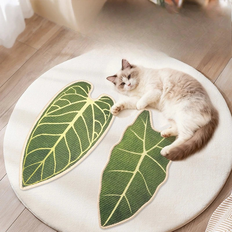 1PC Natural Sisal Leaf Shaped Cat Scratcher Wall Mountable Durable Cat Toy for Cats Grinding Claws No Scraps Falling Quake