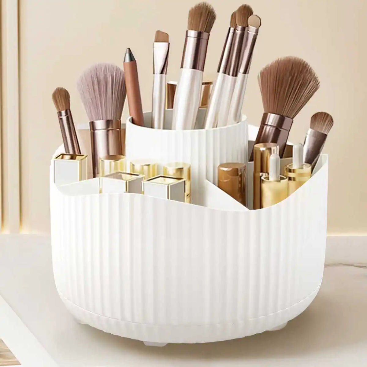 360° Rotating Makeup Brush Holder Cosmetic Brush Holder Large Capacity Lipstick Eyebrow Makeup Brush Holder Jewelry Container Quake ZYA-JYWH