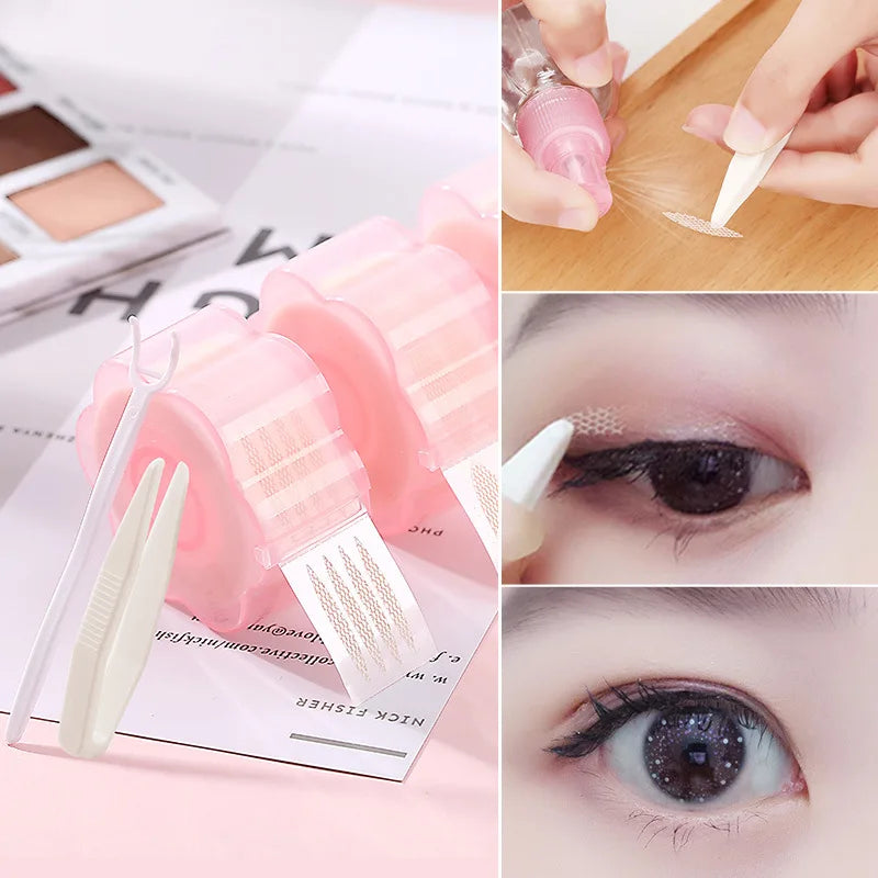 360/600pcs Invisible Double Eyelid Tape Heart Round Roll Mesh Breathable Invisible Double Eyelid Patch Clear Big Eye Beauty Tool Quake