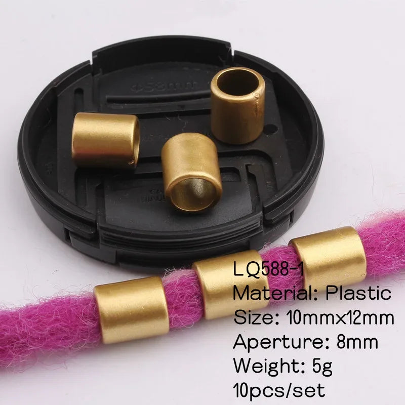 10pcs Hair Beads Rings Beads Braiding Hair Clips for Women Girls Cuffs Tubes Charms Dreadlock Hair Styling Tools Accessories Quake 10pcs LQ588-1