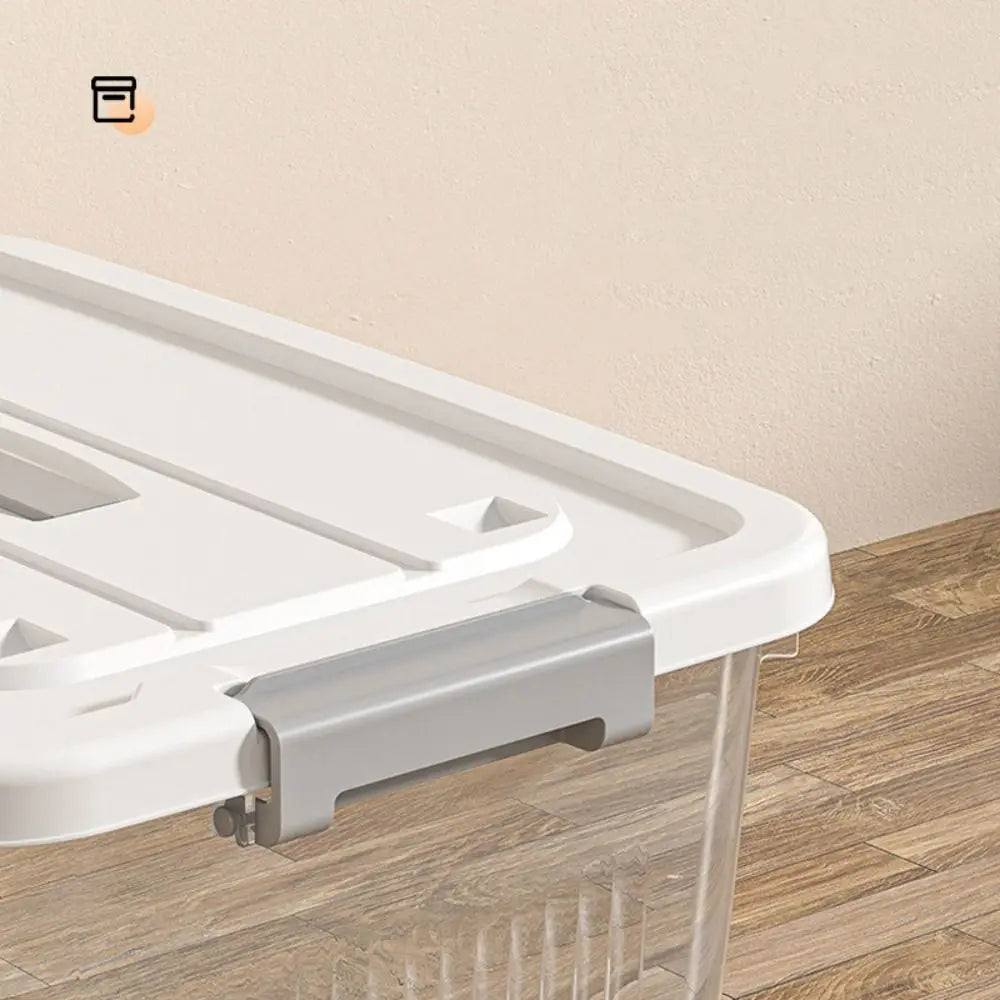 Practical Transparent Black Storage Box Plastic Stackable Organizing Box with Lid Space Saving Tote Container Home & Garden Quake