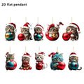 Christmas Tree Cat Ornaments 10PCS Acrylic Hanging Decorations Cute Winter Cat Santa Hat Pendants Xmas Holiday Decor Quake 10pcs